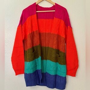 Multi Coñor Striped Cardigain